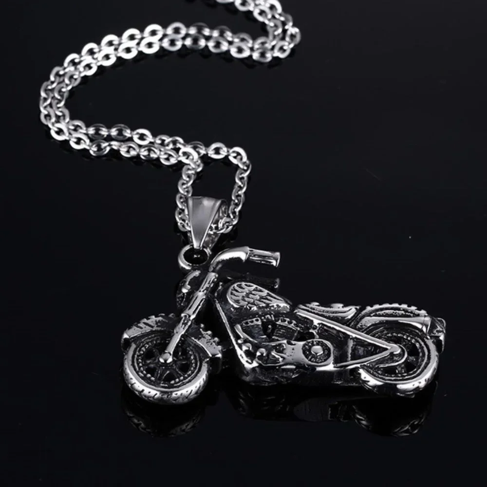 ❤️Simple Fashion bike antique silver charms pendant necklace for menN90201P226